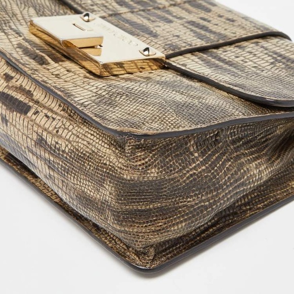 [SOLD] Jimmy Choo Black/Beige Snake or Croc Embossed Leather Rebel Crossbody Bag - Picture 11 of 11